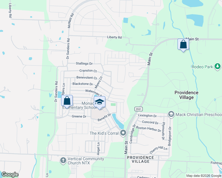 map of restaurants, bars, coffee shops, grocery stores, and more near 9209 Blackstone Drive in Denton County
