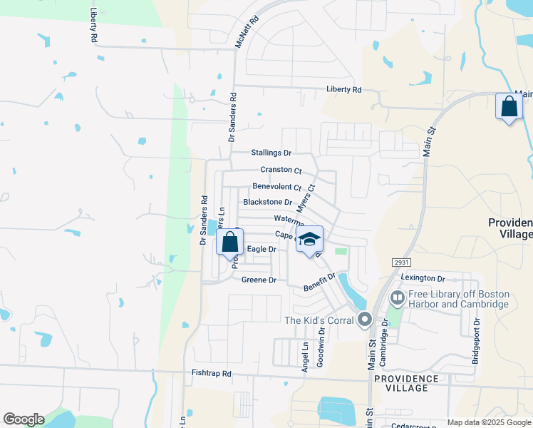 map of restaurants, bars, coffee shops, grocery stores, and more near 9049 Waterman Drive in Aubrey
