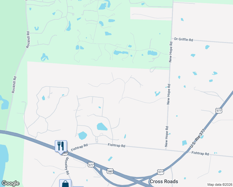 map of restaurants, bars, coffee shops, grocery stores, and more near 1701 Mossy Rock Circle in Cross Roads