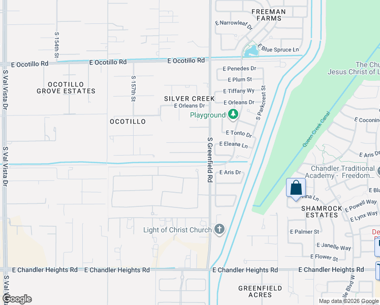 map of restaurants, bars, coffee shops, grocery stores, and more near 2330 East Brooks Farm Road in Gilbert