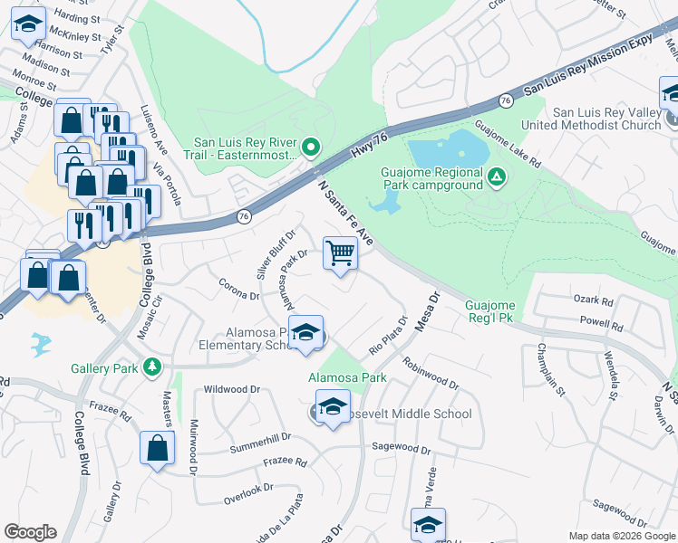 map of restaurants, bars, coffee shops, grocery stores, and more near 879 Oro Grande Street in Oceanside