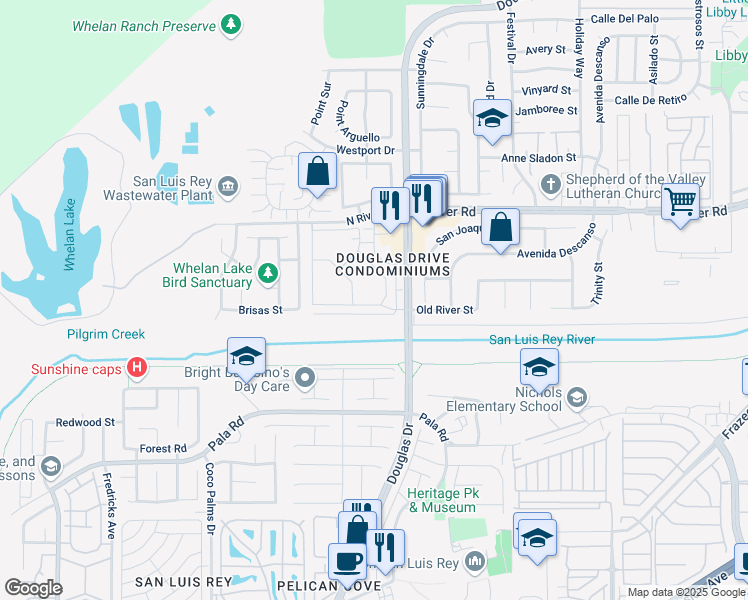 map of restaurants, bars, coffee shops, grocery stores, and more near 4398 Rainier Way in Oceanside
