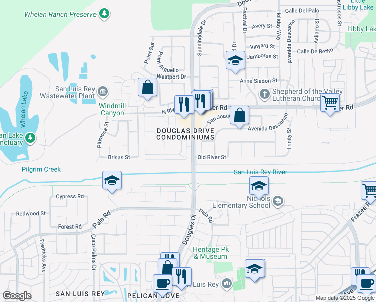 map of restaurants, bars, coffee shops, grocery stores, and more near 4474 Brisbane Way in Oceanside