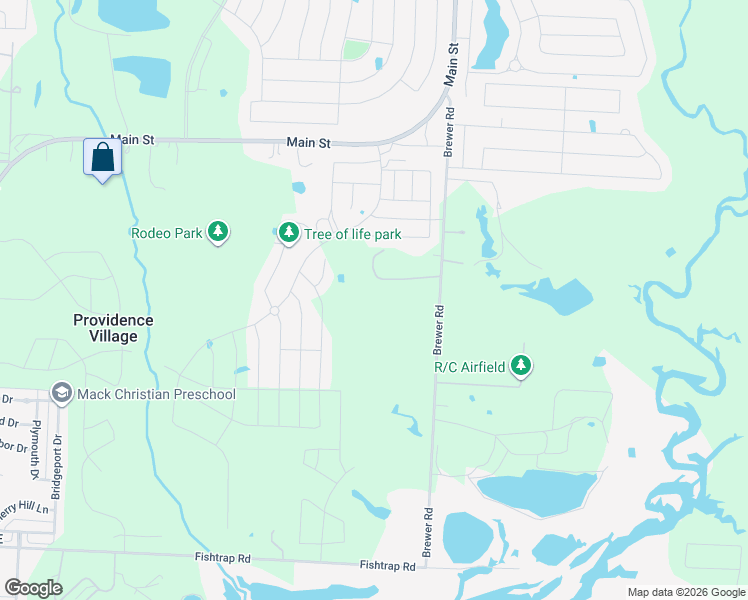 map of restaurants, bars, coffee shops, grocery stores, and more near 2061 Brewer Road in Aubrey