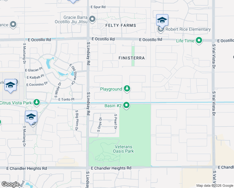 map of restaurants, bars, coffee shops, grocery stores, and more near 4235 East Prescott Place in Chandler