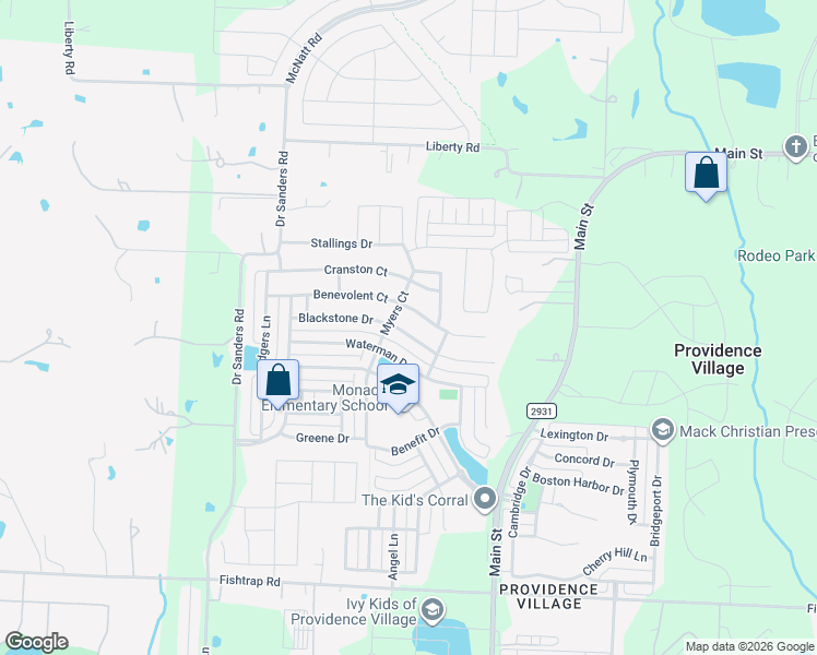 map of restaurants, bars, coffee shops, grocery stores, and more near 9165 Benevolent Court in Denton County