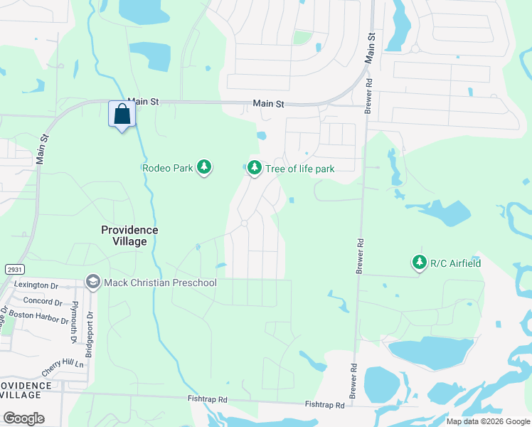 map of restaurants, bars, coffee shops, grocery stores, and more near 2061 Brewer Road in Aubrey