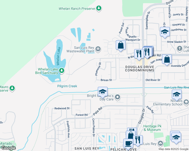 map of restaurants, bars, coffee shops, grocery stores, and more near 183 Plumosa Street in Oceanside