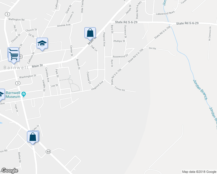 map of restaurants, bars, coffee shops, grocery stores, and more near 28 State Road S-6-706 in Barnwell