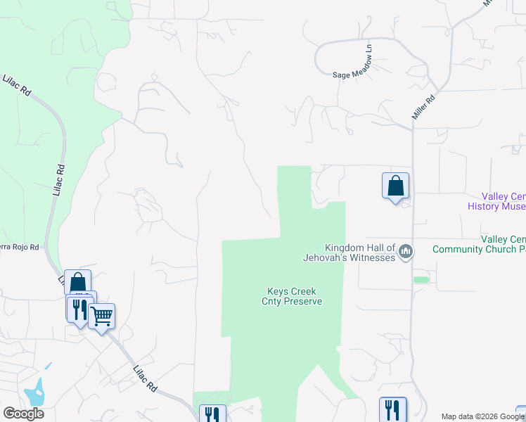map of restaurants, bars, coffee shops, grocery stores, and more near Valley Stream Road in Valley Center