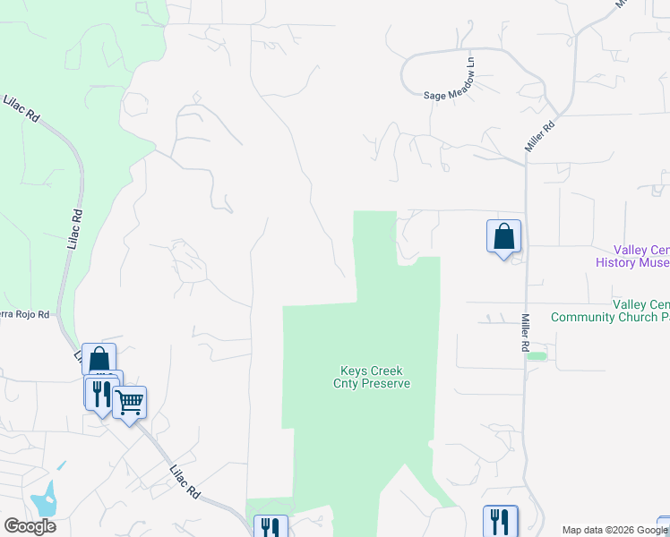 map of restaurants, bars, coffee shops, grocery stores, and more near 29550 Anthony Road in Valley Center