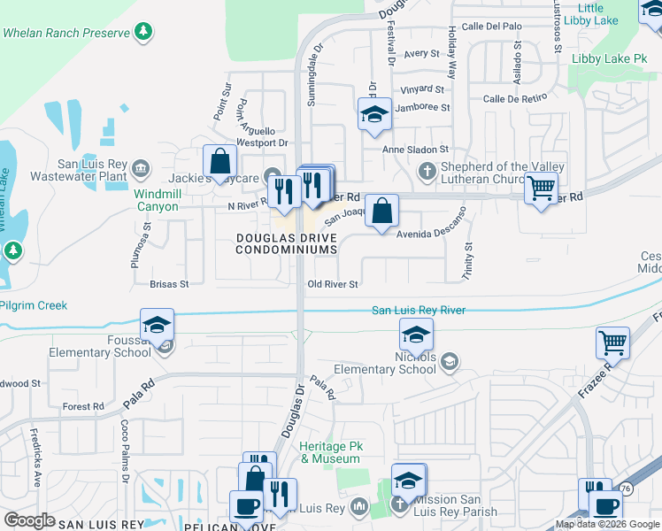 map of restaurants, bars, coffee shops, grocery stores, and more near 4414 Navarro Street in Oceanside