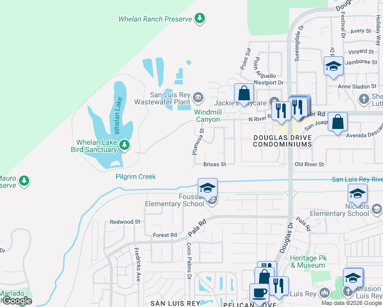 map of restaurants, bars, coffee shops, grocery stores, and more near 189 Plumosa Street in Oceanside