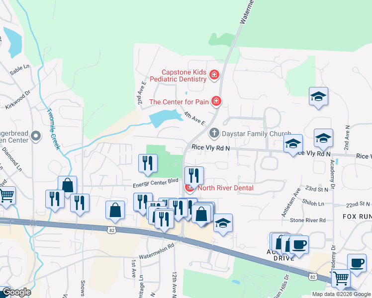 map of restaurants, bars, coffee shops, grocery stores, and more near 380-D Indian Bend Circle in Northport