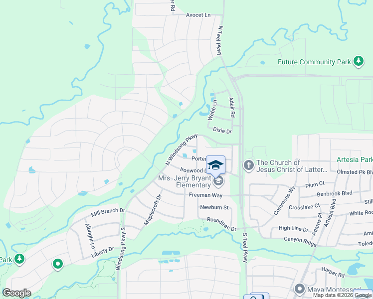 map of restaurants, bars, coffee shops, grocery stores, and more near 2100-2198 Teel Parkway in Prosper