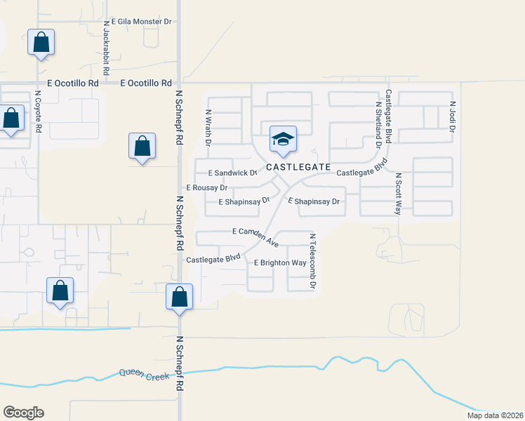 map of restaurants, bars, coffee shops, grocery stores, and more near 40021 North Kirkwall Way in Queen Creek