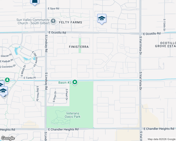 map of restaurants, bars, coffee shops, grocery stores, and more near 4423 East Coconino Place in Gilbert