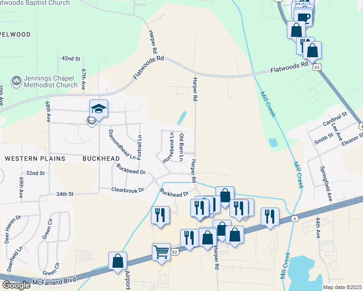 map of restaurants, bars, coffee shops, grocery stores, and more near 5610 Carriage Circle in Northport