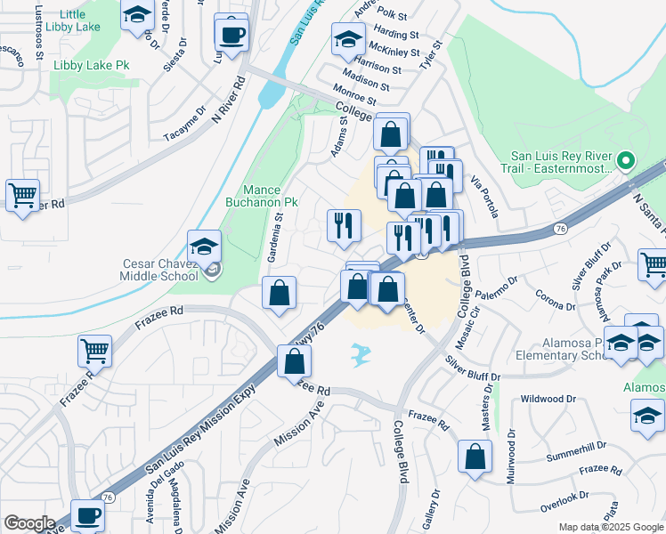 map of restaurants, bars, coffee shops, grocery stores, and more near 297 Sorrel Tree Place in Oceanside