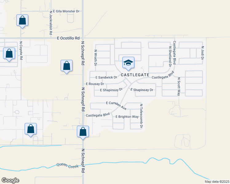 map of restaurants, bars, coffee shops, grocery stores, and more near 3754 East Shapinsay Drive in Queen Creek