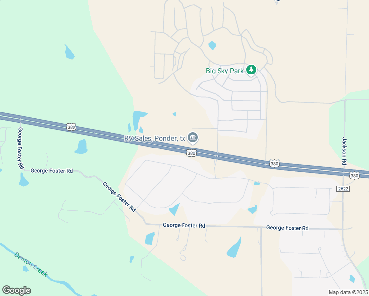 map of restaurants, bars, coffee shops, grocery stores, and more near U.S. 380 in Ponder