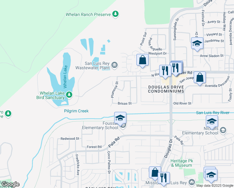 map of restaurants, bars, coffee shops, grocery stores, and more near 321 Del Flora Street in Oceanside