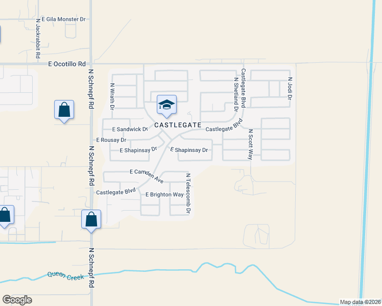 map of restaurants, bars, coffee shops, grocery stores, and more near 4213 East Shapinsay Drive in San Tan Valley