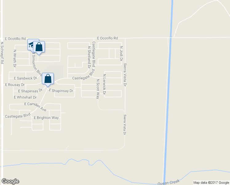 map of restaurants, bars, coffee shops, grocery stores, and more near 4909 East Shapinsay Drive in Queen Creek