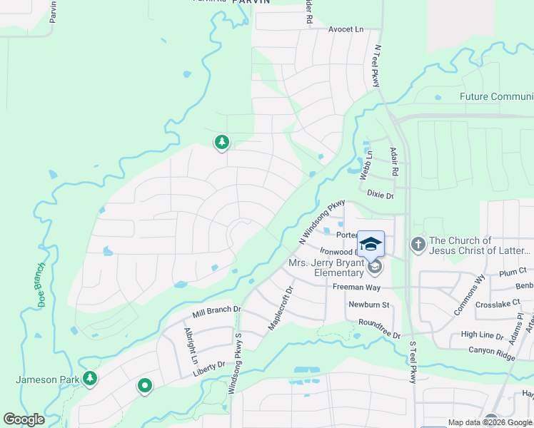 map of restaurants, bars, coffee shops, grocery stores, and more near 2242 Good Hope Road in Prosper
