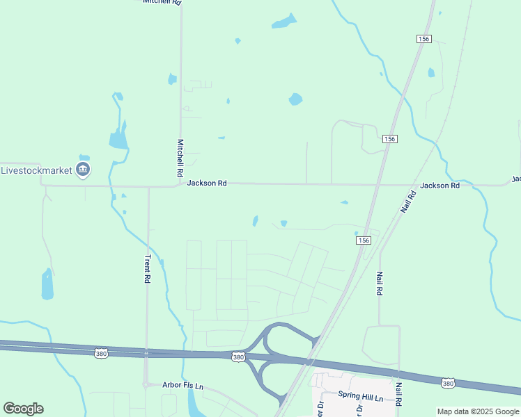 map of restaurants, bars, coffee shops, grocery stores, and more near 7570 Jackson Road in Krum