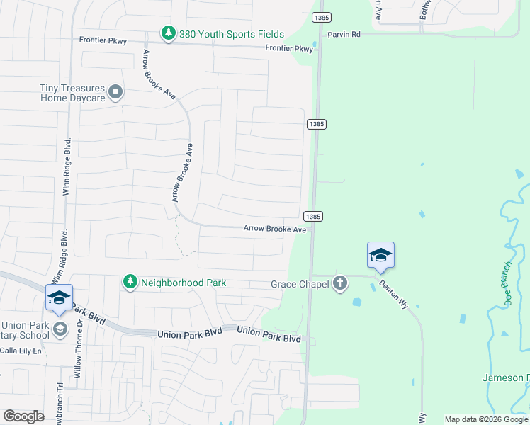 map of restaurants, bars, coffee shops, grocery stores, and more near 1817 Ranch Trail Road in Aubrey