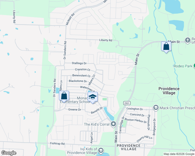 map of restaurants, bars, coffee shops, grocery stores, and more near 9165 Benevolent Court in Denton County