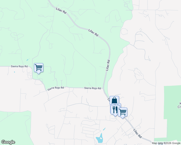 map of restaurants, bars, coffee shops, grocery stores, and more near 12618 Sierra Rojo Road in Valley Center