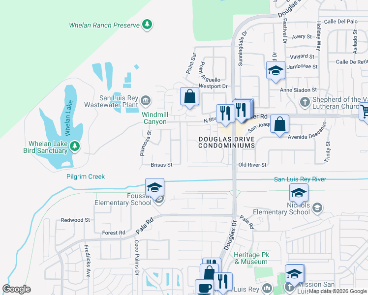 map of restaurants, bars, coffee shops, grocery stores, and more near 121 Playa Del Rey Ave in Oceanside