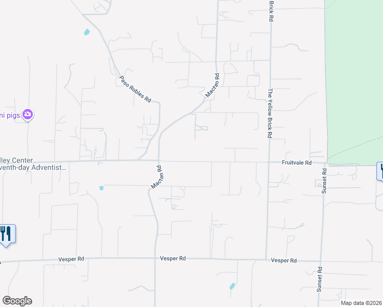 map of restaurants, bars, coffee shops, grocery stores, and more near 15718 Fruitvale Road in Valley Center