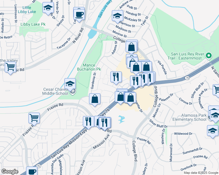 map of restaurants, bars, coffee shops, grocery stores, and more near 269 Sorrel Tree Place in Oceanside