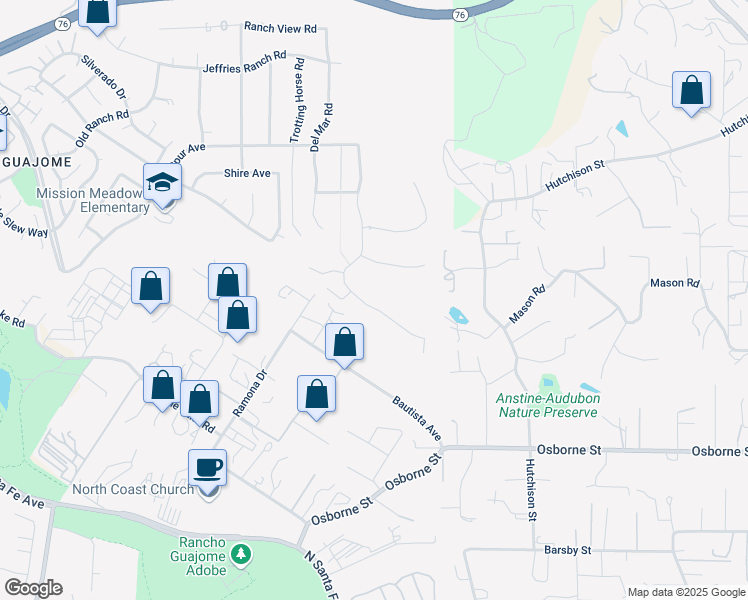 map of restaurants, bars, coffee shops, grocery stores, and more near 1451 Belmont Park Road in Oceanside