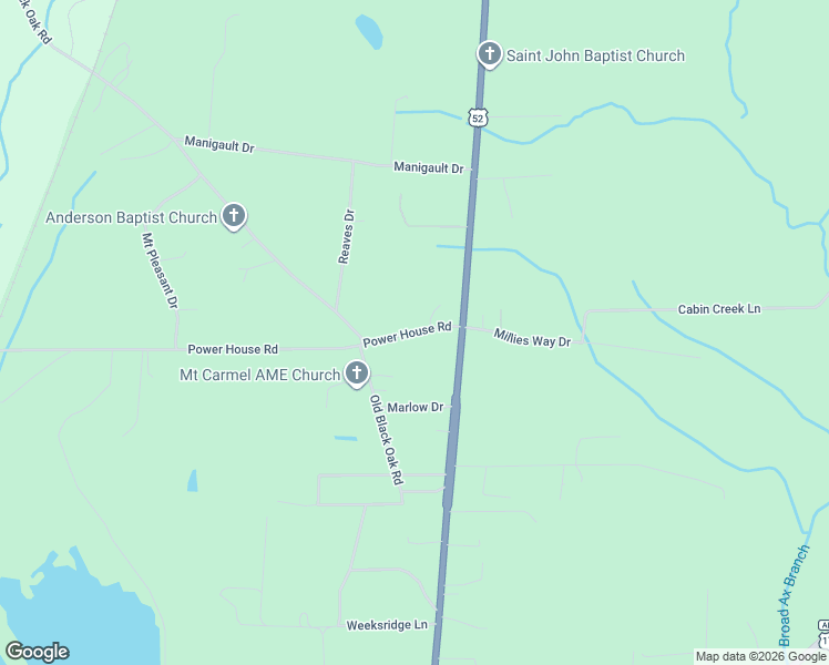 map of restaurants, bars, coffee shops, grocery stores, and more near 111 Power House Road in Moncks Corner