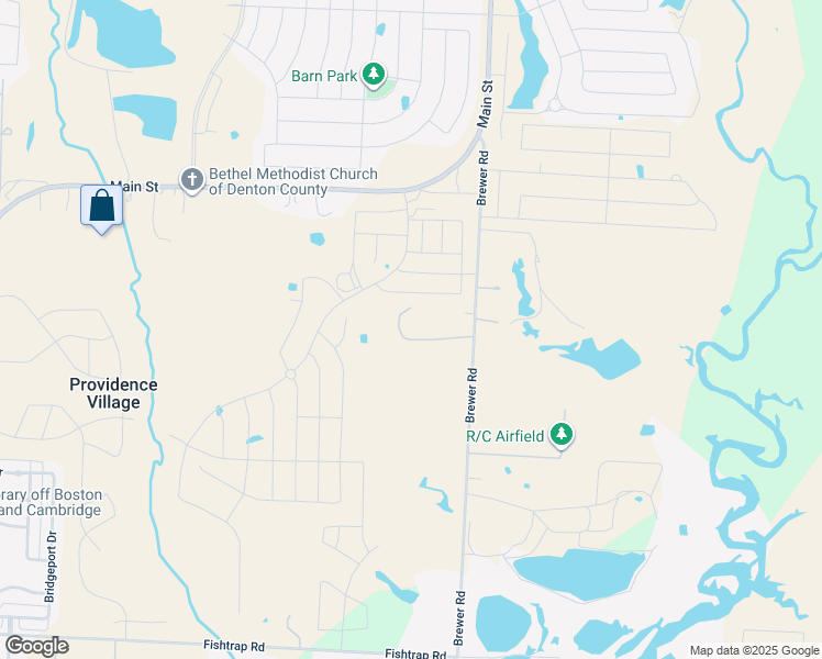 map of restaurants, bars, coffee shops, grocery stores, and more near 2127 Brewer Road in Aubrey