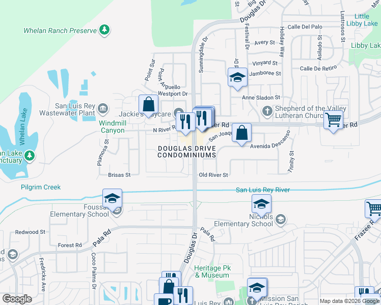 map of restaurants, bars, coffee shops, grocery stores, and more near 4494 Brisbane Way in Oceanside