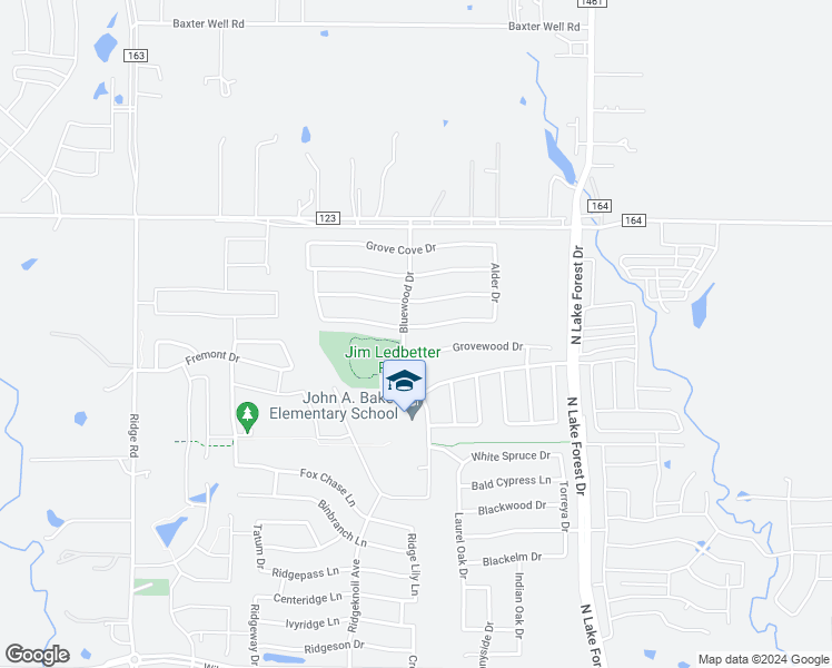 map of restaurants, bars, coffee shops, grocery stores, and more near 5233 Pinewood Drive in McKinney