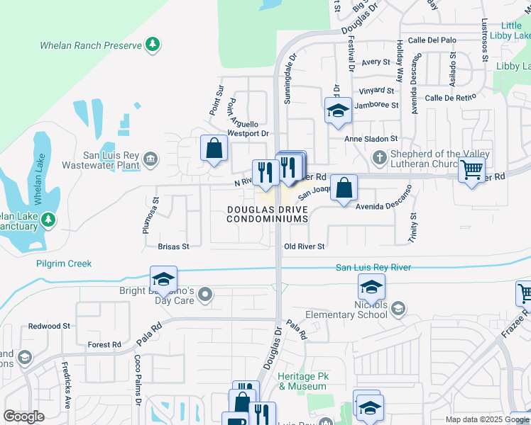 map of restaurants, bars, coffee shops, grocery stores, and more near 621 Sumner Way in Oceanside