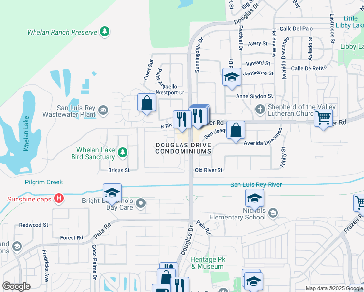 map of restaurants, bars, coffee shops, grocery stores, and more near 4499 Brisbane Way in Oceanside