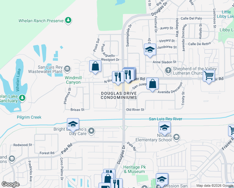 map of restaurants, bars, coffee shops, grocery stores, and more near 621 Sumner Way in Oceanside