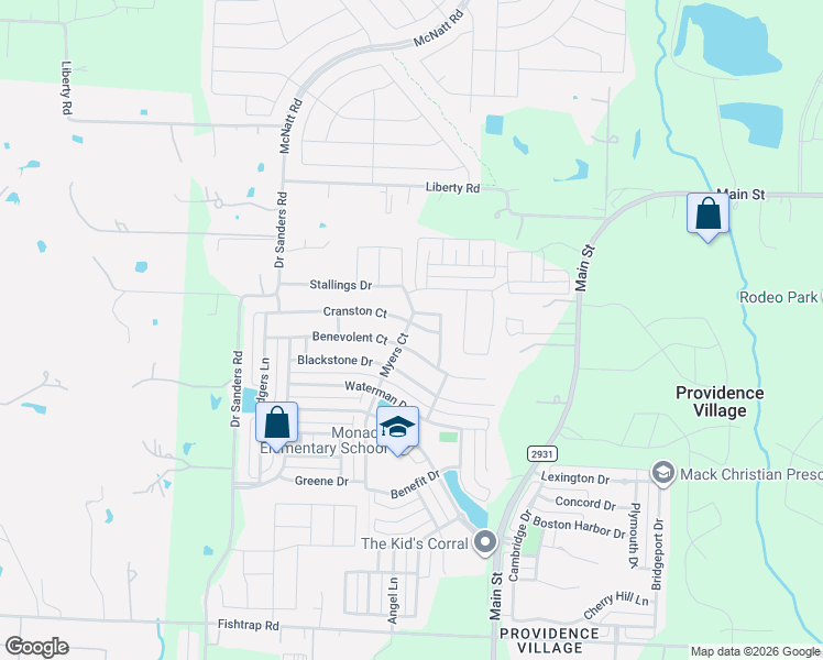 map of restaurants, bars, coffee shops, grocery stores, and more near 9165 Benevolent Court in Denton County