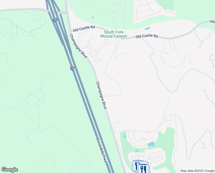 map of restaurants, bars, coffee shops, grocery stores, and more near 29255 Champagne Boulevard in Escondido