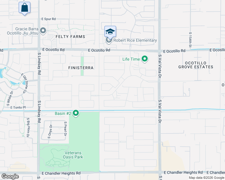 map of restaurants, bars, coffee shops, grocery stores, and more near 22693-23599 South 148th Street in Gilbert