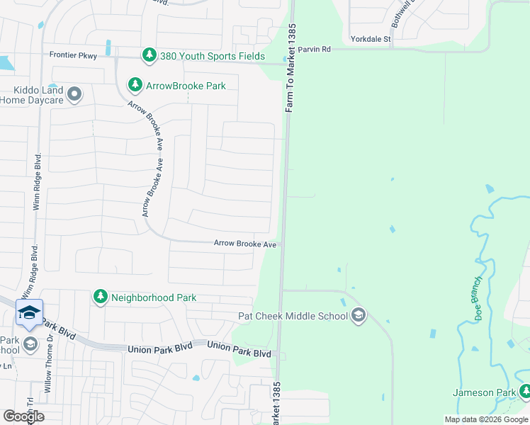 map of restaurants, bars, coffee shops, grocery stores, and more near 2412 Prairie Trail Avenue in Aubrey