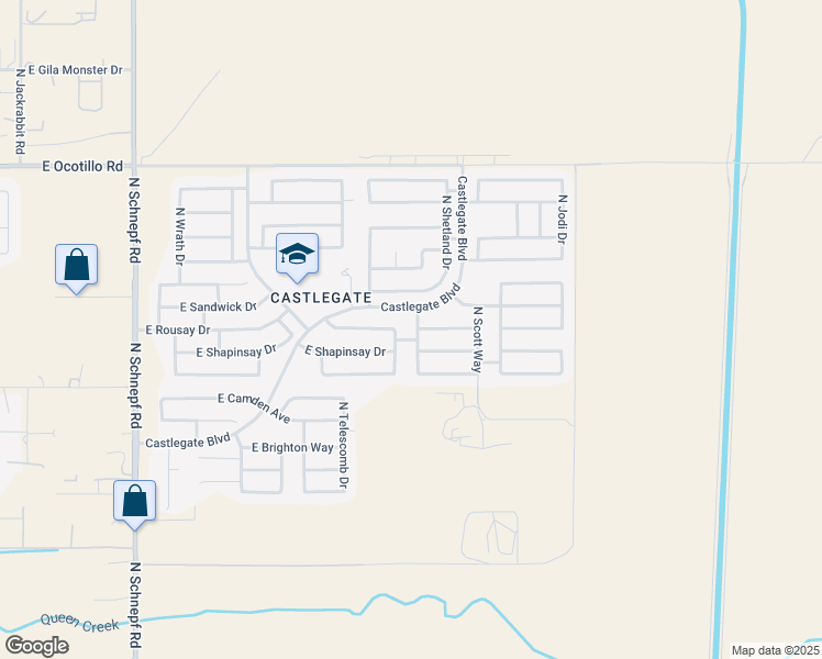 map of restaurants, bars, coffee shops, grocery stores, and more near 4483 East Shapinsay Drive in Queen Creek