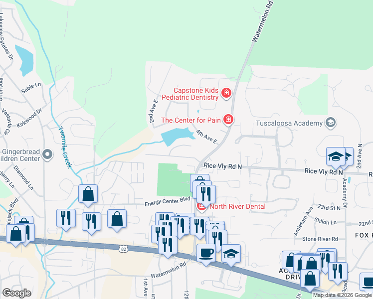 map of restaurants, bars, coffee shops, grocery stores, and more near 4166 4th Ave E in Northport